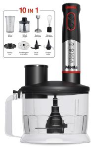 Mienta Essentials Pro 10-in-1 Hand Blender with Attachments, 1500ml, 1000W, Black - HB111238A