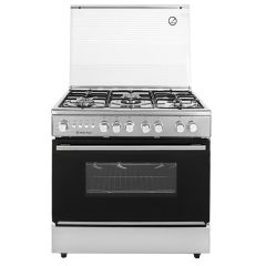 White Point Gas Cooker, 5 Burners, Black and Silver - WPGC9060BPXFSA